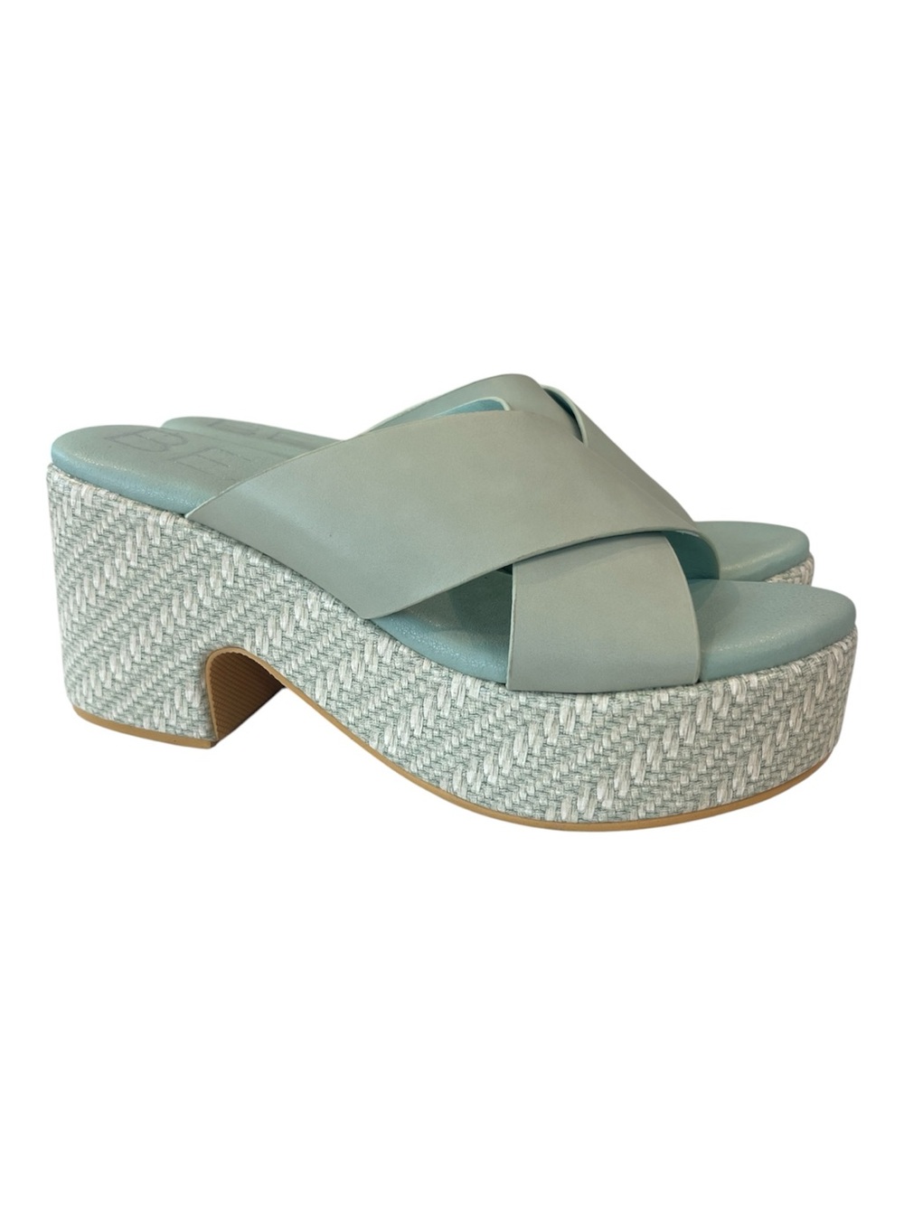 Beach by Matisse Nellie Sage Green Platform Sandals Shoes 6 Raffia Heel Summer